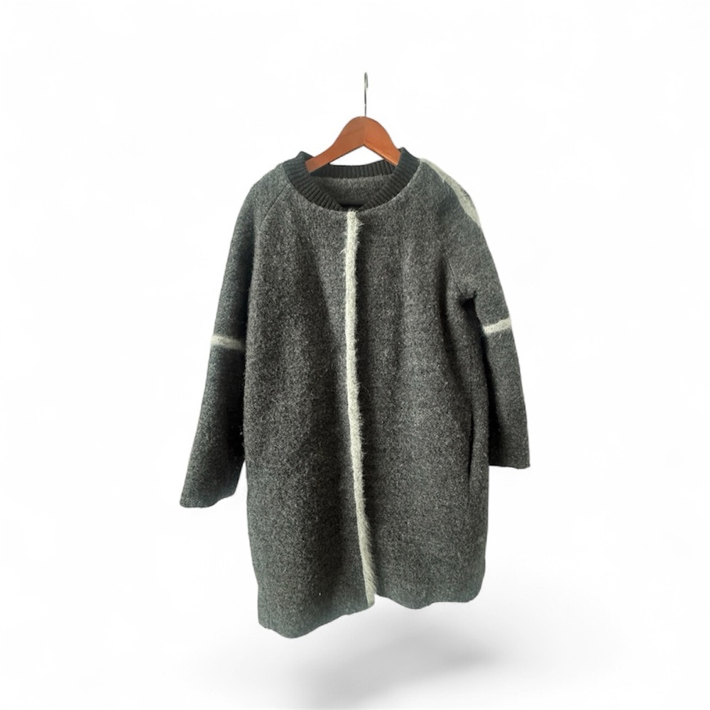 Gray Wool Coat With Snap Buttons - image 1